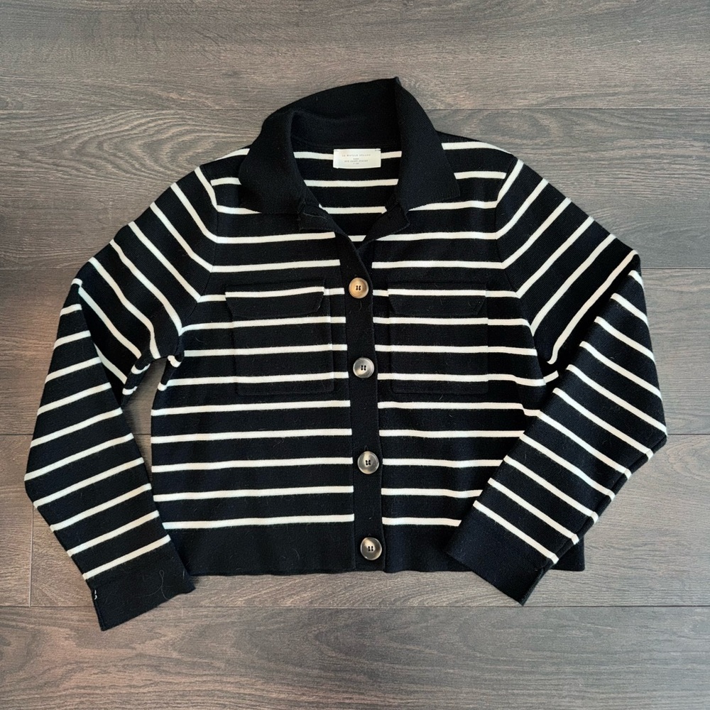 Sezane Black & White Striped Sweater 38